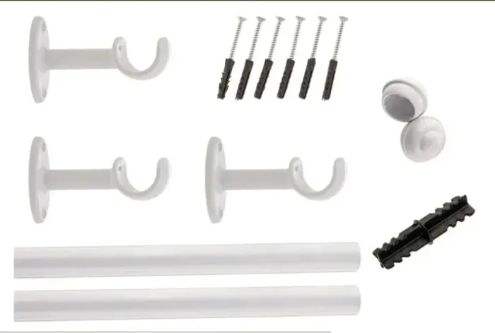 Kit Varão de cortina 2,5m x 19mm Bella Arte Branco