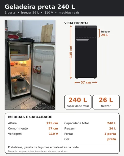 Geladeira preta 240L
