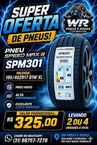 Pneu Aro 17 SPEEDMAX 195/40/17 - NOVO NA ETIQUETA !