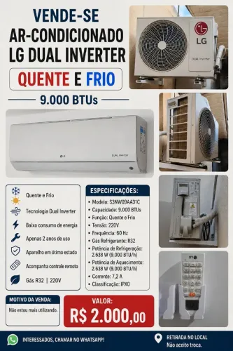 Ar condicionado LG dual inverter quente e frio