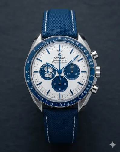 Relogio Omega Snoopy - Azul - Nylon - Foguete estático 