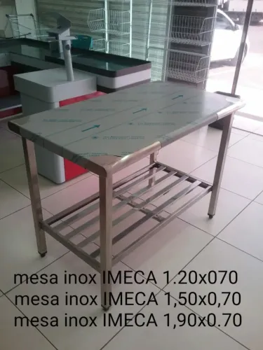MESA INOX IMECA 1.20X70CM R$ 1.599.00 EM 10 X CARTAO *