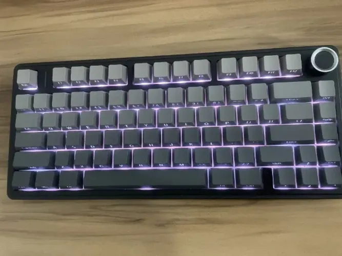 Teclado Aula F75 Cinza gradiente Sem Fio Rgb Tri Mode Gasket 75% Hotswap Inglês US