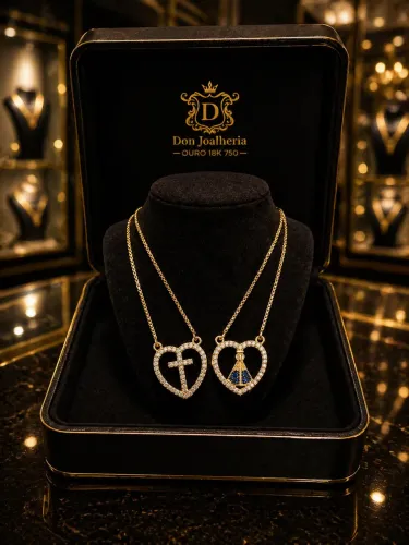 Escapulário com Diamantes em Ouro 18K 750