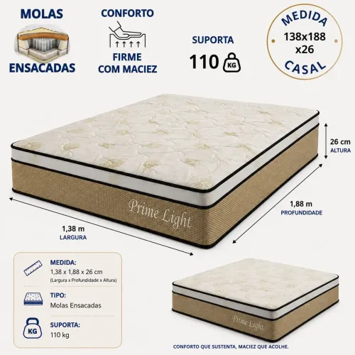  Colchão Casal de Molas Ensacadas 