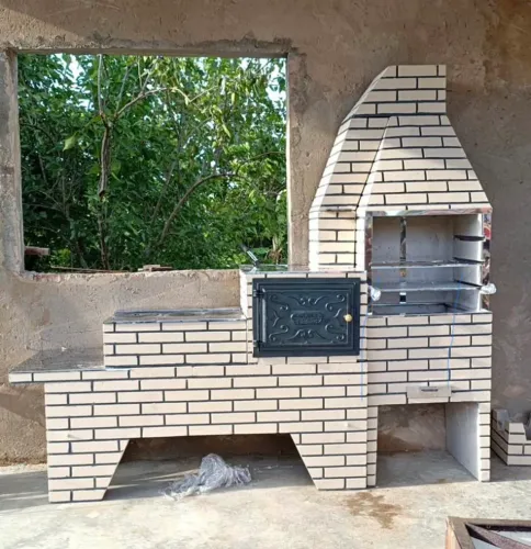 Trio Churrasqueira Forno Fogão Pré Moldada Tipo Tijolinho