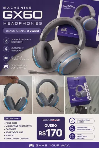 Headset Gamer Mechanike gx60 Sem fio