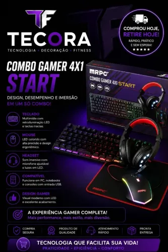 kit gamer teclado mouse fone