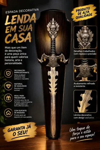 Espada Ninja com Suporte de Madeira 