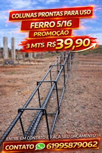 Temos todo material p/ sua obra - coluna 5/16 peça de 3 mts a vista R$39,90