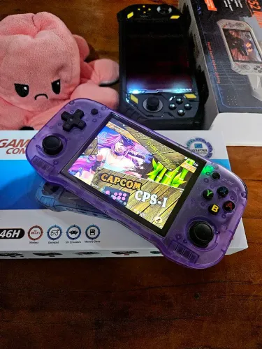 RG46H Atomic Purple Game Console portátil emulador jogos PS1 SNES Mega