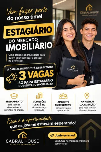 Vaga para estagiário de corretores de imóveis na Cabral House Negócios Imobiliários  