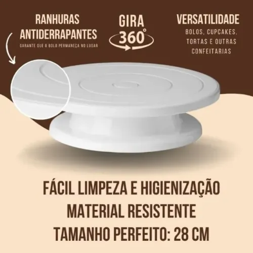 Promoção. Boleira Giratória Bailarina Para Confeitar Bolo Torta 28 Cm