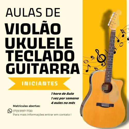 Aula de violão,ukulele,teclado e canto para iniciantes