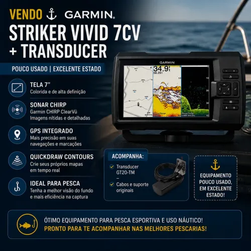 Garmin Striker Vivid 7CV + Transducer GT20-TM | Pouco Usado