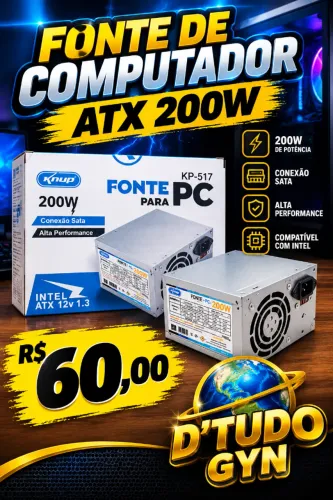 Fonte de computador ATX 200W KNUP KP-517