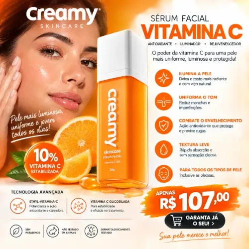 Dermocosméticos Skincare - Sérum Anti-Idade, Vitamina C e Protetor FPS 70