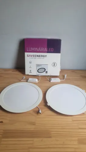 2 Luminárias LED **NOVAS** redondas de embutir 30 cm de diâmetro.