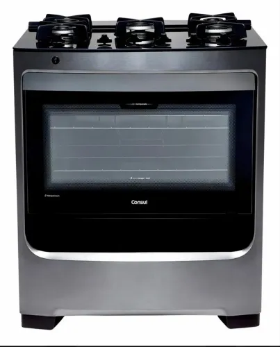 Fogão 5 bocas INOX mesa de vidro consul