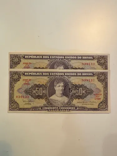 Cédulas de 50 Cruzeiros República dos Estados Unidos do Brasil