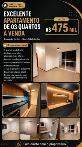 Apartamento para venda tem 72 metros quadrados com 3 quartos em Cidade Jardim - Anápolis -