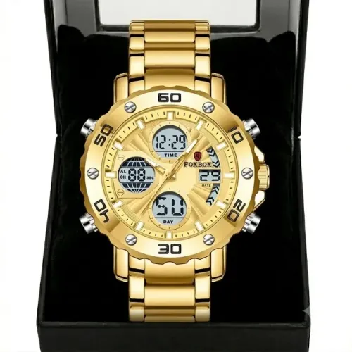 Relógio FoxBox Masculino Sport Série Militar Ana-Dig Dourado 