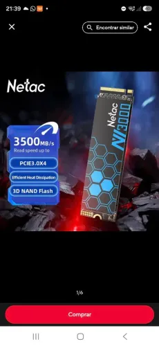 Nvme netac 3000 250 gigas
