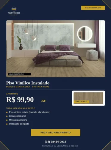 Piso Vinilico Instalação completa - Modelo Manchester