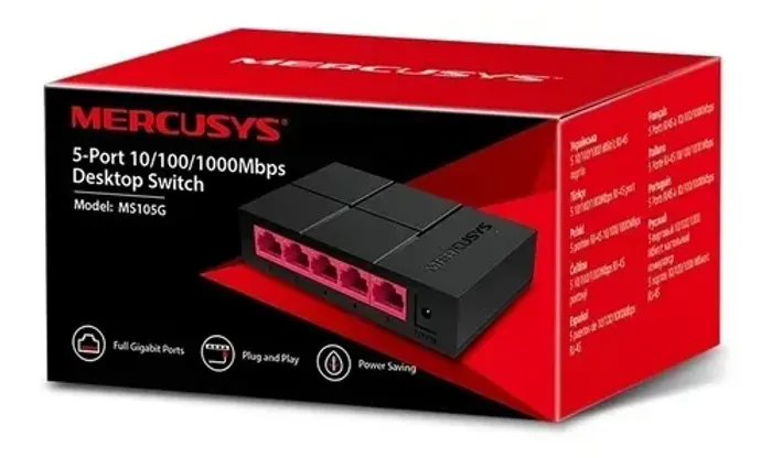 SWITCH 5 PORTAS MERCUSYS 10/100/1000 MBPS - MS105G - LOJA DADO DIGITAL
