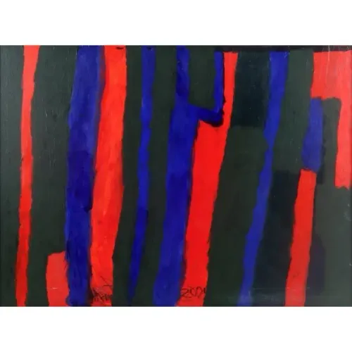 Osmar Santos (ex-radialista e cronista esportivo), obra abstrata, de 65x85 cm e assinada
