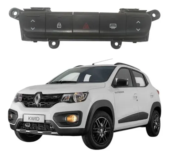 Botão Interruptor Comando Vidro Pisca Alerta Kwid 2021 Preto