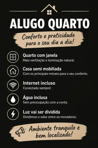 Alugo quarto com janela - casa semi mobiliada