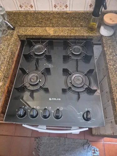 Fogão 4 bocas com cooktop Atlas Monaco top glass
