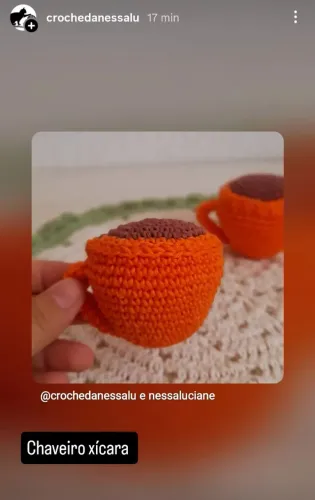 Chaveiro xícara de café amigurumi crochê