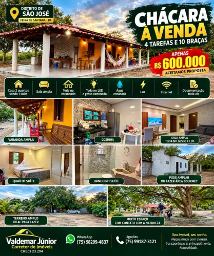 Chácara à Venda em São José - 4 Tarefas e 10 Braças | R$ 600 Mil