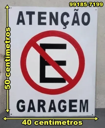 placa de proibido estacionar chapa aço galvanizada 50x40