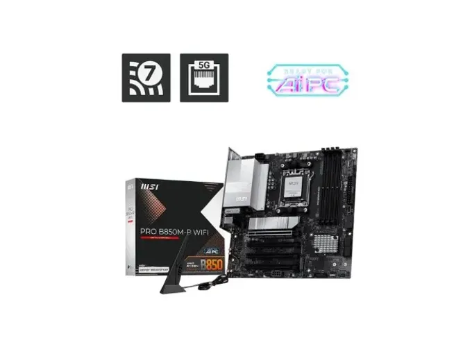 MB MSI PRO B850M-P WIFI p/ AMD AM5 4xDDR5/4xPCI-e/4xSATA/3xM.2