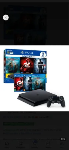 Vídeo game, Ps4 slim, 1t, 1 controle 