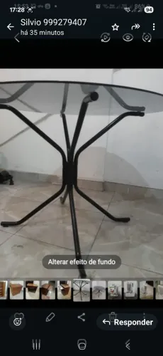 Mesa com tampo em vidro" temperado