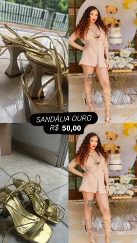 Sandália tiras ouro