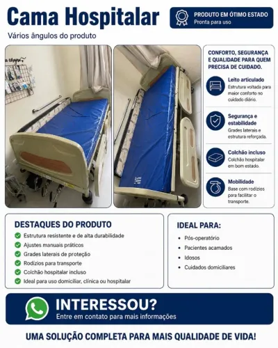 Cama Hospitalar manual + Colchão Hospitalar + Colchão Pneumático