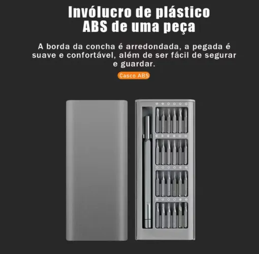 Kit Chave de Precisão 25 em 1 King'sdun Bits S2 ABS para Manutenção de Celulares e Reparos