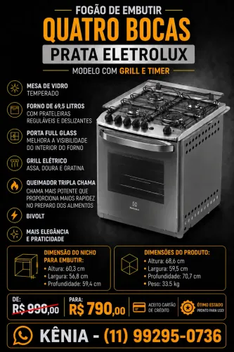 Fogão de Embutir Eletrolux 4 Bocas