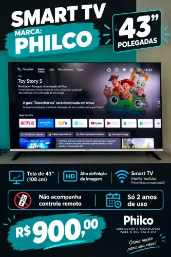 Vendo SMART TV PHILCO de 43 polegadas
