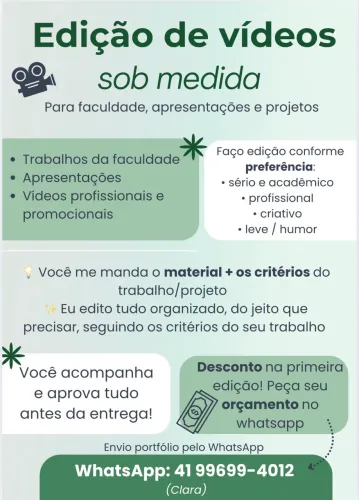 Edição de vídeos sob medida a partir de R$ 30