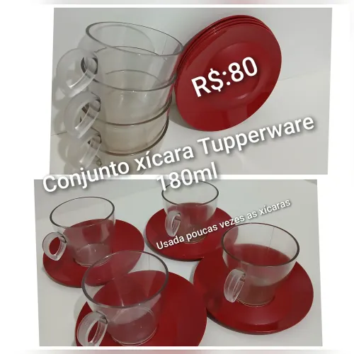 4 xícaras tupperware  com pires 180ml