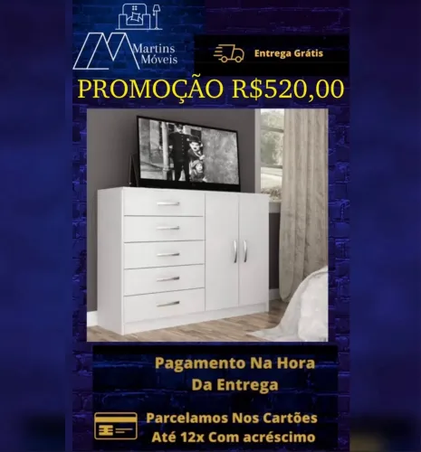GRANDE PROMOÇÃO*CÔMODA 02 PORTAS 05 GAVETAS ENTREGA GRÁTIS ACEITA CARTÃO