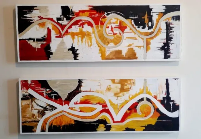 Quadros. Decoração. Pintura moderna. 2 Quadros que se complementam.