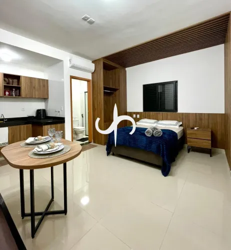 Studio mobiliado 100% para alugar no Blue Life III | Praticidade e conforto.