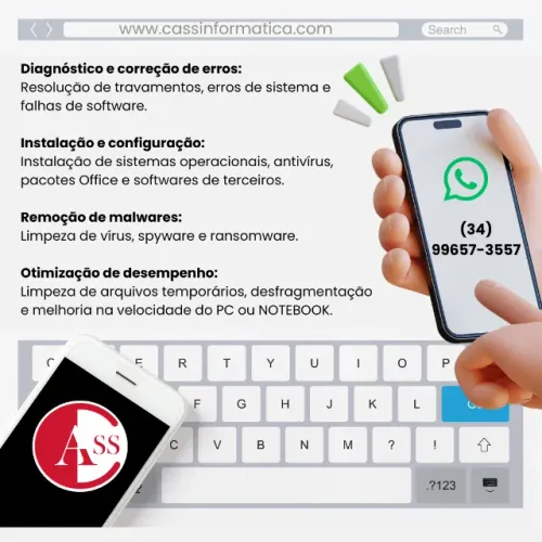 Manutenção preventiva e corretiva em computadores e notebooks.